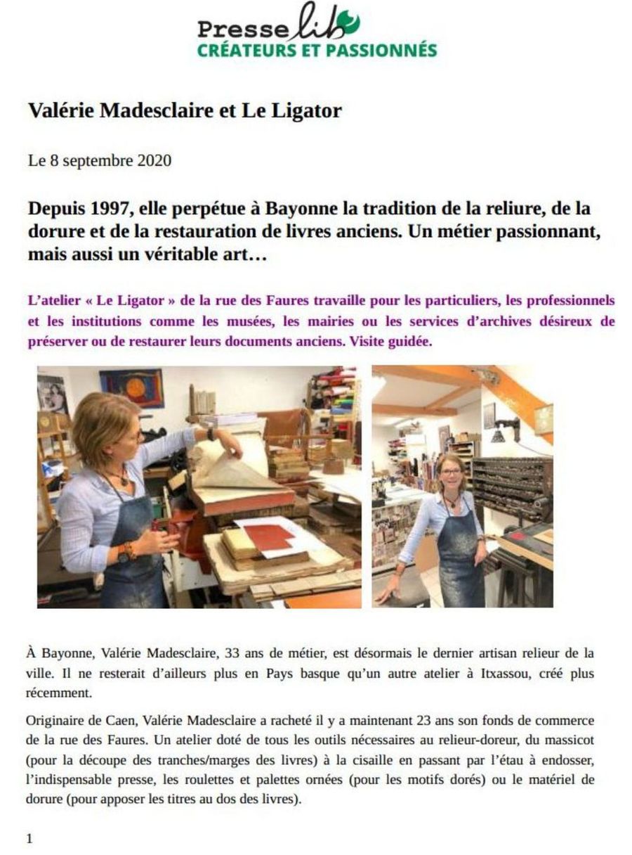 newsletter PresseLib créateurs et passionnés sur internet viste guidée de l'atelier